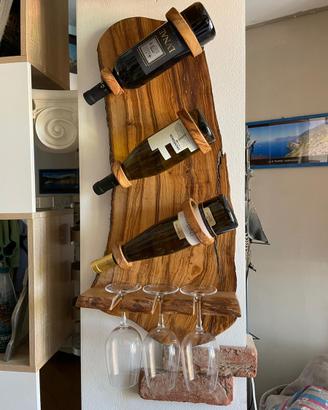 Portabottiglie in legno di ulivo secolare