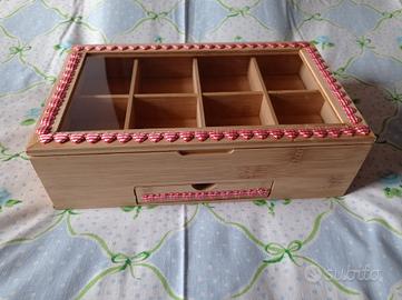 Scatola ARTIGIANALE in legno, porta tisane