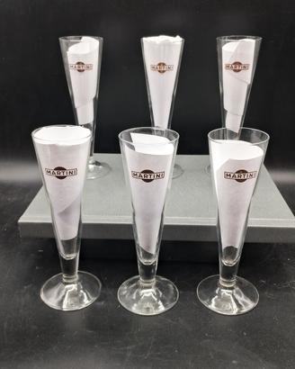 set 6 bicchieri flute Martini vintage anni 60