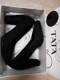 Decolletè nero scamosciato,n.38, tacco 9cm, TATA