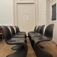 n.8 sedie Panton vintage rivestite in pelle