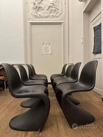 n.8 sedie Panton vintage rivestite in pelle