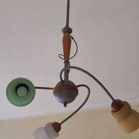 Lampadario moderno 3 luci in metallo e legno