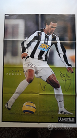 Poster JUVE di JONATHAN ZEBINA autografo originale