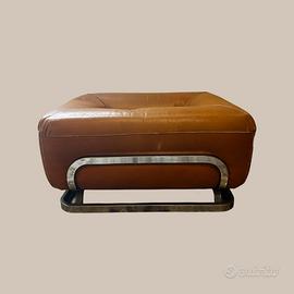 Pouf vintage in pelle cognac anni 70/80