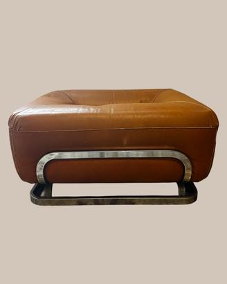 Pouf vintage in pelle cognac anni 70/80