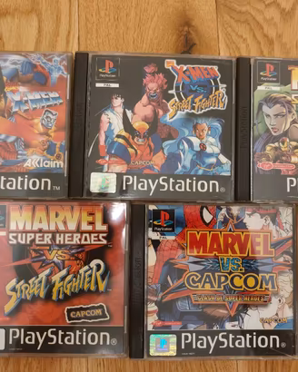 Marvel Vs Capcom X-Men Street Fighter set di 5 PS1