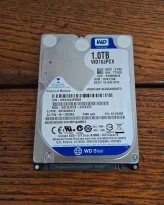 Hard Disk HDD 2,5" SATA da 1 TB
