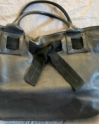 Borsa pelle nera martellata