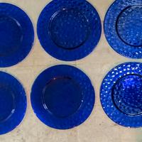 Set 10 piatti x pizza, in vetro blu cobalto, cm.31