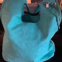 Borsa scamosciata colore verde tiffany