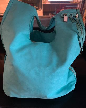 Borsa scamosciata colore verde tiffany