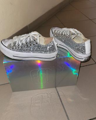  CONVERSE ALL STAR GLITTER ARGENTO 36.5
