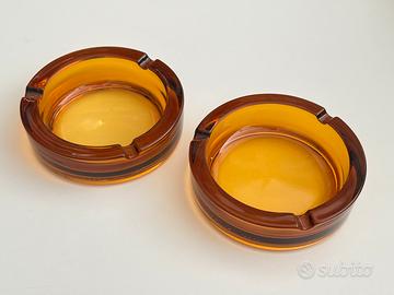 Coppia POSACENERE Anni '70 in vetro - Modernariato