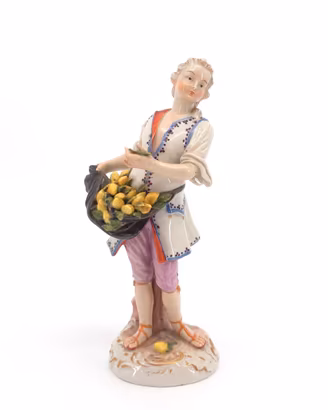 Antica Scultura Porcellana Venditore Limoni 800