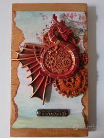 quadro mix media su legno artigianale 