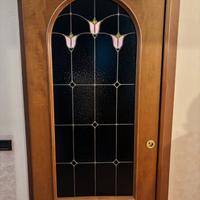6 Porte in legno con vetri colorati vintage