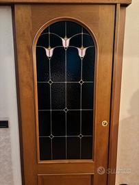 6 Porte in legno con vetri colorati vintage