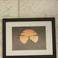 Quadro con fondo stampato in 3D e dipinto a mano