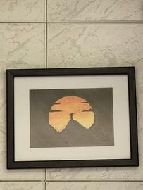 Quadro con fondo stampato in 3D e dipinto a mano