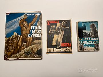 Trittico libri del ventennio riguardanti fascismo,