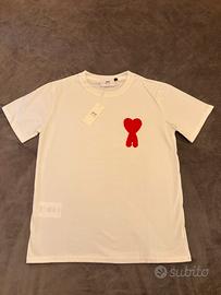 T-shirt Bianca uomo tg. S Ami paris -cuore rosso.