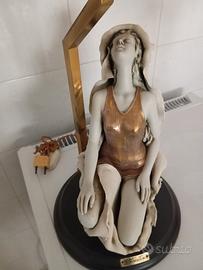 Visentin : scultura donna e lume decorato oro 18K