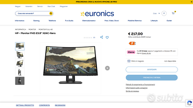 HP X24C Monitor Gaming Curvo LED FULL HD