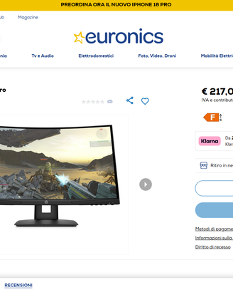 HP X24C Monitor Gaming Curvo LED FULL HD