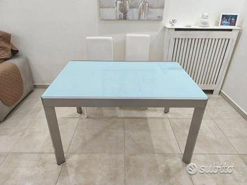 TAVOLO CALLIGARIS VETRO E ACCIAIO ALTA QUALITÀ