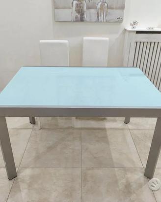 TAVOLO CALLIGARIS VETRO E ACCIAIO ALTA QUALITÀ