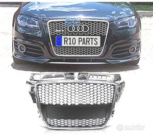 GRIGLIA AUDI A3 8P 08-12 LOOK RS CROMATO NERO