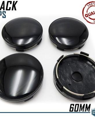 Tappi Coprimozzo Nero Lucido 60MM Cerchi in Lega