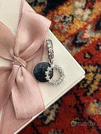 Charm pandora blu notte con brillantini, nuovo