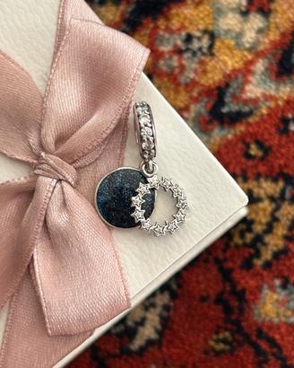 Charm pandora blu notte con brillantini, nuovo
