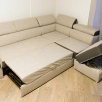Divano a L con pouf contenitore
