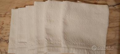 Set 6 Asciugamani Vintage in Puro Cotone, Bianco