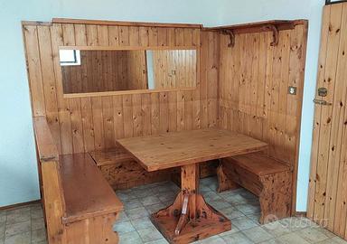 Panca con tavolo in legno massiccio + perline