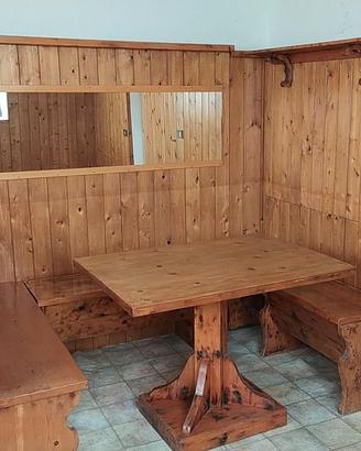 Panca con tavolo in legno massiccio + perline