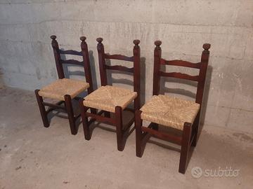 Set 3 sedie in legno