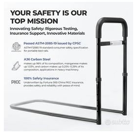 Sponda letto anticaduta con cesto. 