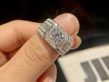 Anello uomo con moissanite 1 CT misura regolabile