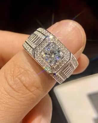 Anello uomo con moissanite 1 CT misura regolabile