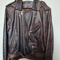 Chiodo in pelle marrone, prodotto artigianale