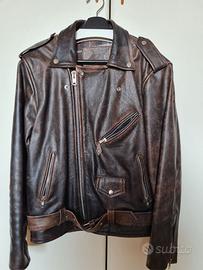 Chiodo in pelle marrone, prodotto artigianale