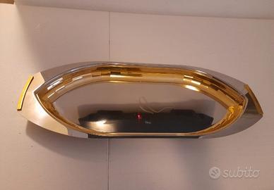 vassoio in acciaio bagnato in oro zecchino 