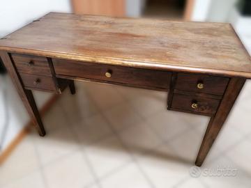 Scrivania Scrittoio in Legno Massello di Noce