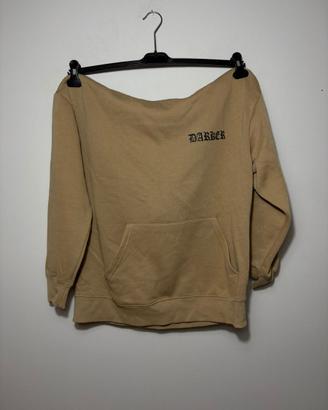 Felpa oversize “DARKER” beige sabbia – stile stree