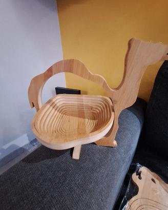 Portafrutta in legno a forma di cammello nuovo