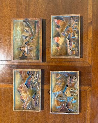 Set 4 quadri alpini fatti a mano 10x15